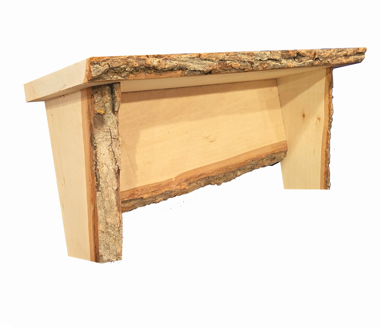 Rustic Basswood Bark Live Edge Shelf, 15in. for Cabins and Homes
